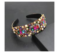 Aqxyedc Couleur Strass Strass Fleur Bandeau Bandeau Baroque Fashion Bandes de Luxe Longue Bandeau Exquisite Rétro 723 wanglan(7 UK)