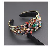 Aqxyedc Couleur Strass Strass Fleur Bandeau Bandeau Baroque Fashion Bandes de Luxe Longue Bandeau Exquisite Rétro 723 wanglan(3)