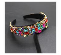Aqxyedc Couleur Strass Strass Fleur Bandeau Bandeau Baroque Fashion Bandes de Luxe Longue Bandeau Exquisite Rétro 723 wanglan(6 UK)