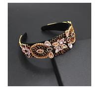 Aqxyedc Couleur Strass Strass Fleur Bandeau Bandeau Baroque Fashion Bandes de Luxe Longue Bandeau Exquisite Rétro 723 wanglan(15)