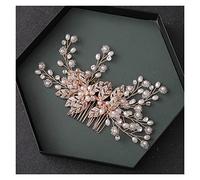 Aqxyedc Feuille de fleurs de cristal à la main en cristal Feuilleuse peigne en strass Mariage Accessoires for cheveux en épingle à cheveux Bandeau de coiffure Tiara for femmes Bride cadeau wanglan(Ros