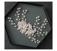Aqxyedc Feuille de fleurs de cristal à la main en cristal Feuilleuse peigne en strass Mariage Accessoires for cheveux en épingle à cheveux Bandeau de coiffure Tiara for femmes Bride cadeau wanglan(Sil