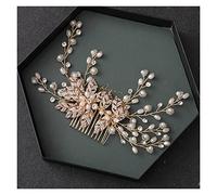 Aqxyedc Feuille de fleurs de cristal à la main en cristal Feuilleuse peigne en strass Mariage Accessoires for cheveux en épingle à cheveux Bandeau de coiffure Tiara for femmes Bride cadeau wanglan(Gol