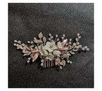 Aqxyedc Fleur blanche strass perle cheveux peign hidal cheveux accessoires de cheveux élégants peigne de cheveux de mariage femmes femmes ornements bandeau wanglan(Gold-color)