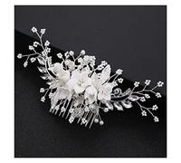 Aqxyedc Fleur blanche strass perle cheveux peign hidal cheveux accessoires de cheveux élégants peigne de cheveux de mariage femmes femmes ornements bandeau wanglan(Silver)