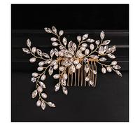 Aqxyedc Fleur d'or exquis Coiffures de cheveux for la mariée Strass Coiffure De Mariage Coiffure Cheveux Crystal Cheveux Accessoires Trombone wanglan(Gold-color)
