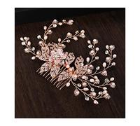 Aqxyedc Fleur d'or exquis Coiffures de cheveux for la mariée Strass Coiffure De Mariage Coiffure Cheveux Crystal Cheveux Accessoires Trombone wanglan(Rose gold)