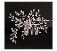 Aqxyedc Fleur d'or exquis Coiffures de cheveux for la mariée Strass Coiffure De Mariage Coiffure Cheveux Crystal Cheveux Accessoires Trombone wanglan(Silver)