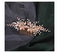 Aqxyedc Gold Couleur Cristal Fleur Fleur Perle Coiffure Coiffure De Mariage Accessoires de Cheveux De Mariage Prestige À la main Peigne Cheveux Tiaras Bridal Cheveux Bijoux wanglan
