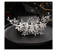 Aqxyedc Handmade Silver Color Fleur Coiffeur Peigne Perle Strass Fleur Accessoires for cheveux for femmes Mariée Accessoires de mariage Tiara wanglan