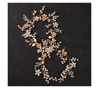 Aqxyedc Luxe fait à la main Double strass bandeau de cheveux bandeaux de mariée diadème mariage cheveux accessoires Floral cristal cheveux peigne bandeau wanglan(Gold-color)