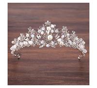 Aqxyedc Magnifiques fleurs cristal perle grand mariage couronne bandeau mariée diadème fête spectacle Pageant cheveux accessoires wanglan
