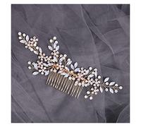 Aqxyedc Main Cristal Fleur Peigne À Cheveux Perle Strass Fleur Peignes À Cheveux for Les Femmes Mariée Bijoux De Cheveux De Mariage Accessoires De Cheveux Diadème wanglan(Gold)
