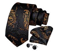 Aqxyedc Mariage Hommes Cravate Noir Or nouveauté qualité Cravate for Hommes Affaires fête marié Cravate wanglan