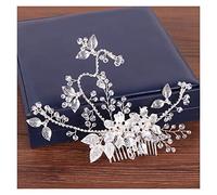 Aqxyedc Peigne de cheveux de fleur de perles for mariée hiara accessoires de cheveux de mariage mariée bandeau de mariée strass fleur feuillaire bandeau wanglan