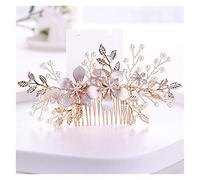 Aqxyedc Perle de fleur Perle Bridal Cheveux De Mariage Accessoires de Cheveux De Mariée Golden Fleur et Feuilleuse Coiffure De Mariage Coiffe Mariée Tiara wanglan