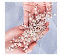 Aqxyedc Perle fleur cheveux cheveux cheveux accessoires de cheveux heilpièvre de mariée nacre strass mariage peigne cheveux femmes bijoux femmes décoration wanglan(Rose Gold Color)