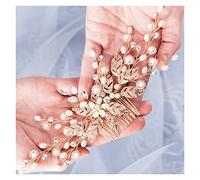 Aqxyedc Perle fleur cheveux cheveux cheveux accessoires de cheveux heilpièvre de mariée nacre strass mariage peigne cheveux femmes bijoux femmes décoration wanglan(Gold-color)