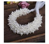 Aqxyedc Perles de cristal faites à la main bandeaux de mariée mode perles simulées femmes accessoires de cheveux de mariage voile ruban bandeau pièce de tête wanglan