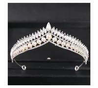 Aqxyedc Rétro perle cristal couronne boule diamant bandeau femmes mariée mariage bijoux de cheveux wanglan(Silver)