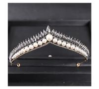 Aqxyedc Rétro perle cristal couronne boule diamant bandeau femmes mariée mariage bijoux de cheveux wanglan(schwarz)
