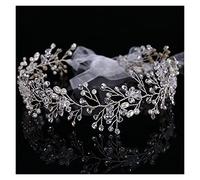 Aqxyedc Silver Couleur Crystal Bandeau Long Bandeau Bijoux Cheveux for Meilleur Perle Main Perle Strass Hairwear Accessoires for cheveux de mariage wanglan(Silver)