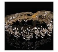 Aqxyedc Silver Couleur Crystal Bandeau Long Bandeau Bijoux Cheveux for Meilleur Perle Main Perle Strass Hairwear Accessoires for cheveux de mariage wanglan(Gold)