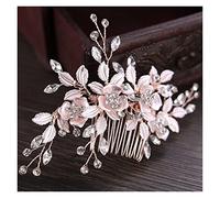 Aqxyedc Silver Couleur Fleur Cheveux Coiffures strass Bijoux de cheveux élégants for la mariée Exquis Hear Cheveux Accessoires Mariée Cheveux Mariées wanglan(Rose Gold)