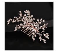 Aqxyedc Strass cristal mariage cheveux peigne mariée mariage femmes cheveux peignes bijoux accessoires tête ornements mariée fête coiffure wanglan(Rose gold)