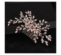 Aqxyedc Strass cristal mariage cheveux peigne mariée mariée femme cheveux cheveux bijoux accessoires de bijoux ornements coiffe de fête de mariée wanglan(Rose gold)