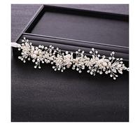 Aqxyedc Tendance or cristal coiffure mariée diadème cheveux accessoires strass perle fleur bandeau mariage cheveux accessoires à la main wanglan(Silver)