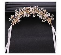 Aqxyedc Tendance or cristal coiffure mariée diadème cheveux accessoires strass perle fleur bandeau mariage cheveux accessoires à la main wanglan(Gold-color)