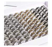 Aqxyedc Vente en gros 20/30/36/50 pièces/lot Mode en acier inoxydable Spinner Anneaux rotatifs Bijoux pour femmes hommes Mix Style Party Cadeaux wanglan, 36pcs, Agate