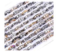 Aqxyedc Vente en gros 20/30/36/50 pièces/lot Mode en acier inoxydable Spinner Anneaux rotatifs Bijoux pour femmes hommes Mix Style Party Cadeaux wanglan, 30pcs, Agate