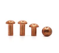 Aqxypas 1-50pcs M1.5 M2.0 M2.5 M3 M4 M5 M6 M8 Rivet en cuivre tête cylindrique Rivets Solides en Laiton Demi-Rond Capuchon de Rivet Solide GB867(10mm)