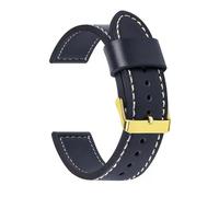 Aqxypas 18mm 20mm 22mm 24mm Vintage Bracelet de montre en cuir véritable Bracelet universel hommes femmes Sport accessoires de remplacement Bracelet de Sport(Black white-gold,22mm)