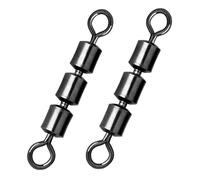 Aqxypas 3 émerillons à Rouleaux 15~60 pièces, Baril de pêche pivotant à Grande Vitesse, Triple roulement, Accessoires de pêche en Acier Inoxydable(Size-6 19mm 25kg,30 Pcs)