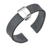 Aqxypas Bracelet de montre en caoutchouc fluoré 20 mm 22 mm, boucle papillon, libération rapide, remplacement universel, for hommes et femmes(Grey silver,20mm)