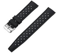 Aqxypas Bracelet de montre en Silicone à dégagement rapide, 18mm, 20mm, 22mm, en caoutchouc, for montre intelligente(Black Silver,20mm)