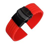 Aqxypas Bracelet de Sport en Silicone for hommes, 18/20/22/24mm, boucle pliante, universel, étanche, caoutchouc, remplacement, accessoires de montre(Red black,20mm)