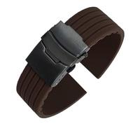 Aqxypas Bracelet de Sport en Silicone for hommes, 18/20/22/24mm, boucle pliante, universel, étanche, caoutchouc, remplacement, accessoires de montre(Coffee black,22mm)