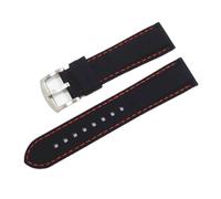Aqxypas Bracelet de Sport universel en Silicone for hommes, 16mm 18mm 20mm 22mm 24mm, couture de mode, caoutchouc étanche, Bracelet de remplacement for hommes(Black red silver,20mm)