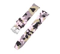 Aqxypas Bracelet en caoutchouc à extrémité incurvée for X Swatch, boucle en acier inoxydable, for hommes et femmes, Bracelet en TPU Premium(Pink camo)