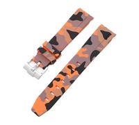 Aqxypas Bracelet en caoutchouc à extrémité incurvée for X Swatch, boucle en acier inoxydable, for hommes et femmes, Bracelet en TPU Premium(Orange camo)