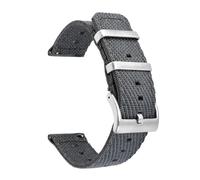 Aqxypas Bracelet en Nylon tissé universel 18/20/22/24mm, boucle en acier inoxydable à dégagement rapide for hommes, ceinture de remplacement à rayures classiques(Grey,24mm)
