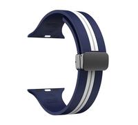Aqxypas Bracelet en Silicone for Bracelet de montre 44mm 45mm 49mm 41mm 42mm 38 40mm, Bracelet magnétique Correa série 9 8 7 6 5 Ultra SE 2(Blue white B,42mm 44mm 45mm 49mm)