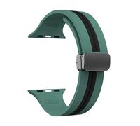 Aqxypas Bracelet en Silicone for Bracelet de montre 44mm 45mm 49mm 41mm 42mm 38 40mm, Bracelet magnétique Correa série 9 8 7 6 5 Ultra SE 2(Green black B,38mm 40mm 41mm)