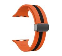 Aqxypas Bracelet en Silicone for Bracelet de montre 44mm 45mm 49mm 41mm 42mm 38 40mm, Bracelet magnétique Correa série 9 8 7 6 5 Ultra SE 2(Orange black B,38mm 40mm 41mm)