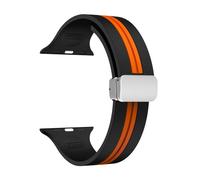 Aqxypas Bracelet en Silicone for Bracelet de montre 44mm 45mm 49mm 41mm 42mm 38 40mm, Bracelet magnétique Correa série 9 8 7 6 5 Ultra SE 2(Black orange S,38mm 40mm 41mm)