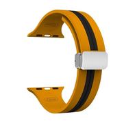Aqxypas Bracelet en Silicone for Bracelet de montre 44mm 45mm 49mm 41mm 42mm 38 40mm, Bracelet magnétique Correa série 9 8 7 6 5 Ultra SE 2(Orange black S,38mm 40mm 41mm)